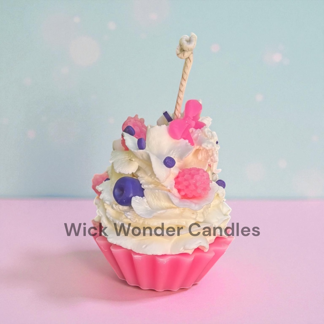 Pink Berry Cupcake Candle