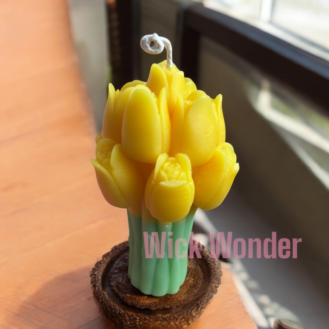 Yellow Tulip Bouquet Candle